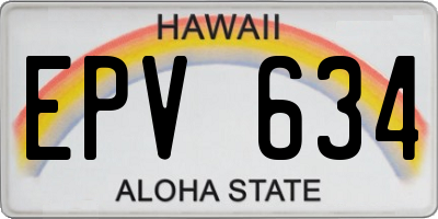 HI license plate EPV634