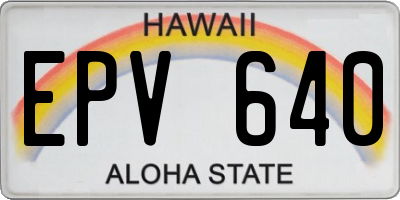 HI license plate EPV640