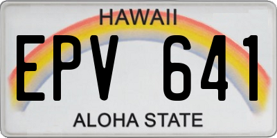 HI license plate EPV641