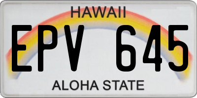 HI license plate EPV645