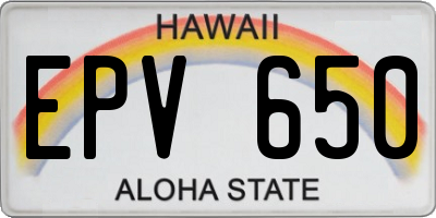 HI license plate EPV650