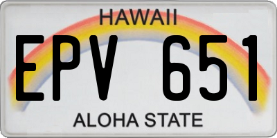 HI license plate EPV651