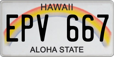 HI license plate EPV667