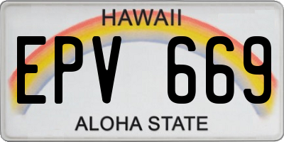 HI license plate EPV669