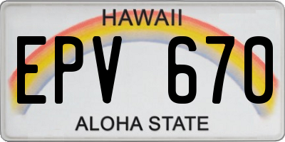 HI license plate EPV670