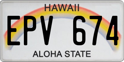 HI license plate EPV674