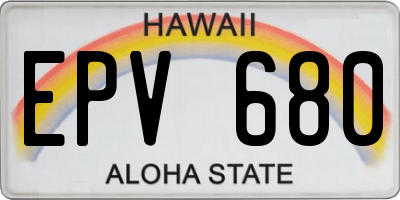 HI license plate EPV680