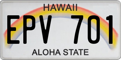 HI license plate EPV701