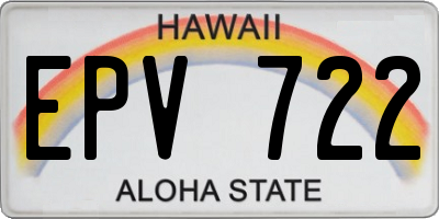 HI license plate EPV722