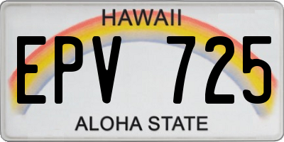 HI license plate EPV725