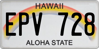 HI license plate EPV728