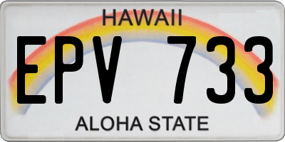 HI license plate EPV733
