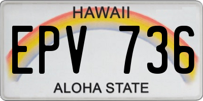 HI license plate EPV736