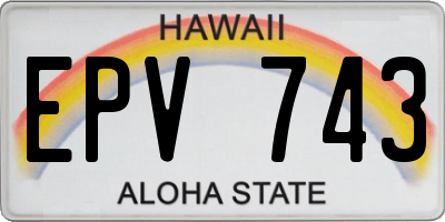 HI license plate EPV743