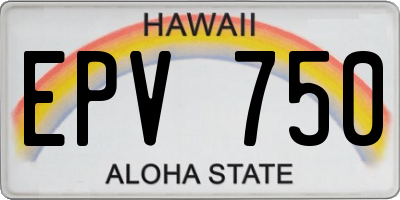 HI license plate EPV750