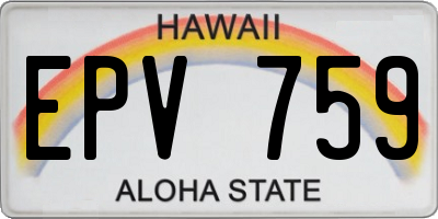 HI license plate EPV759