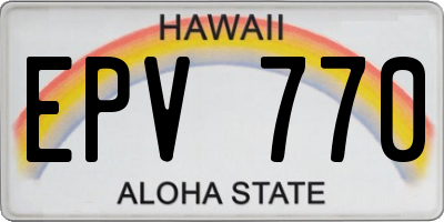 HI license plate EPV770