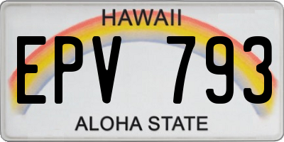 HI license plate EPV793