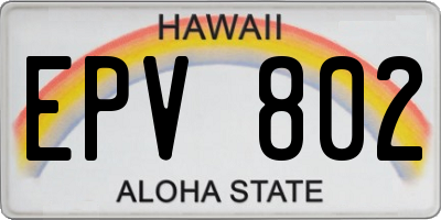HI license plate EPV802