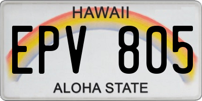 HI license plate EPV805