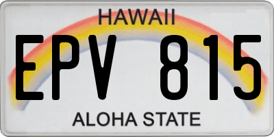 HI license plate EPV815