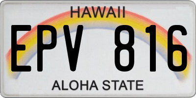 HI license plate EPV816