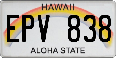 HI license plate EPV838