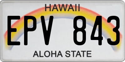HI license plate EPV843