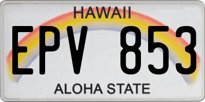 HI license plate EPV853