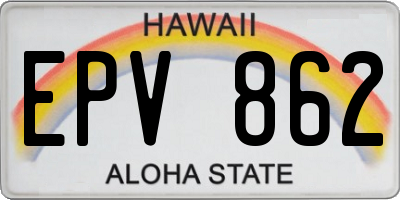 HI license plate EPV862