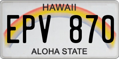 HI license plate EPV870