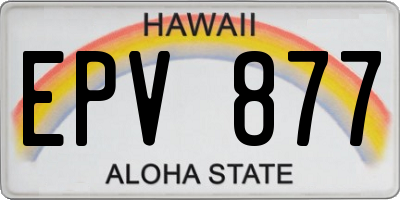 HI license plate EPV877