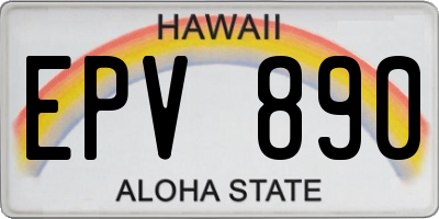 HI license plate EPV890