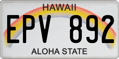 HI license plate EPV892
