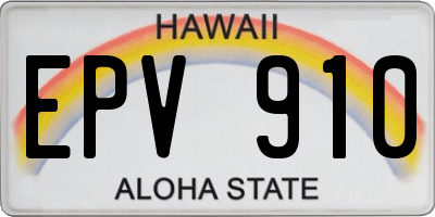 HI license plate EPV910