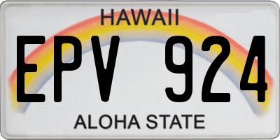 HI license plate EPV924