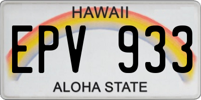 HI license plate EPV933