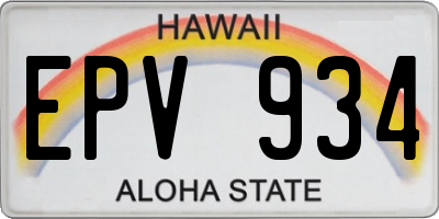 HI license plate EPV934