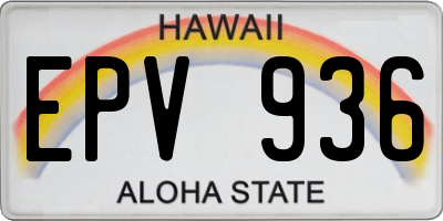 HI license plate EPV936