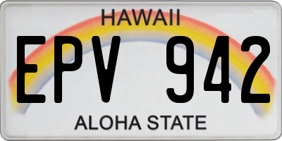 HI license plate EPV942