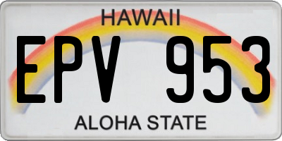 HI license plate EPV953