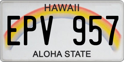 HI license plate EPV957