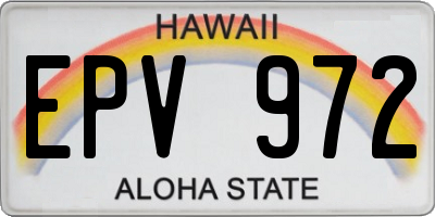 HI license plate EPV972