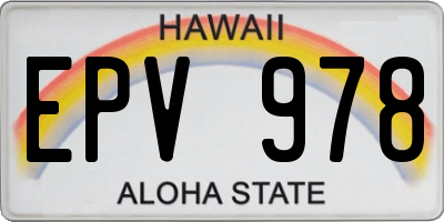 HI license plate EPV978
