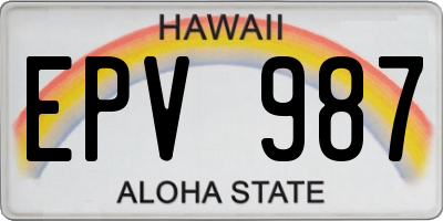 HI license plate EPV987