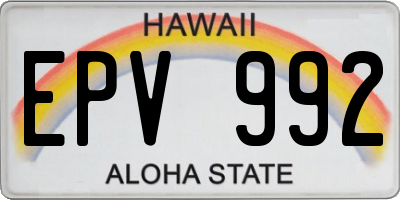 HI license plate EPV992