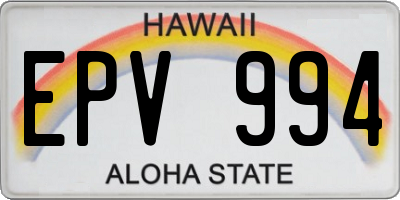 HI license plate EPV994