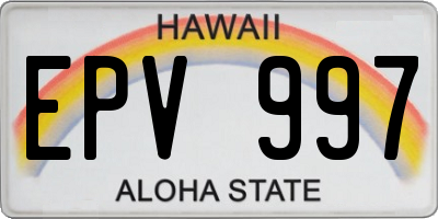 HI license plate EPV997
