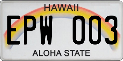 HI license plate EPW003