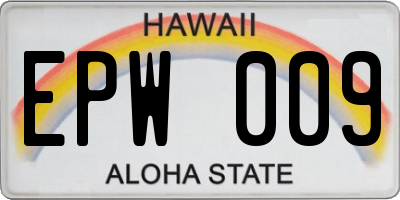 HI license plate EPW009